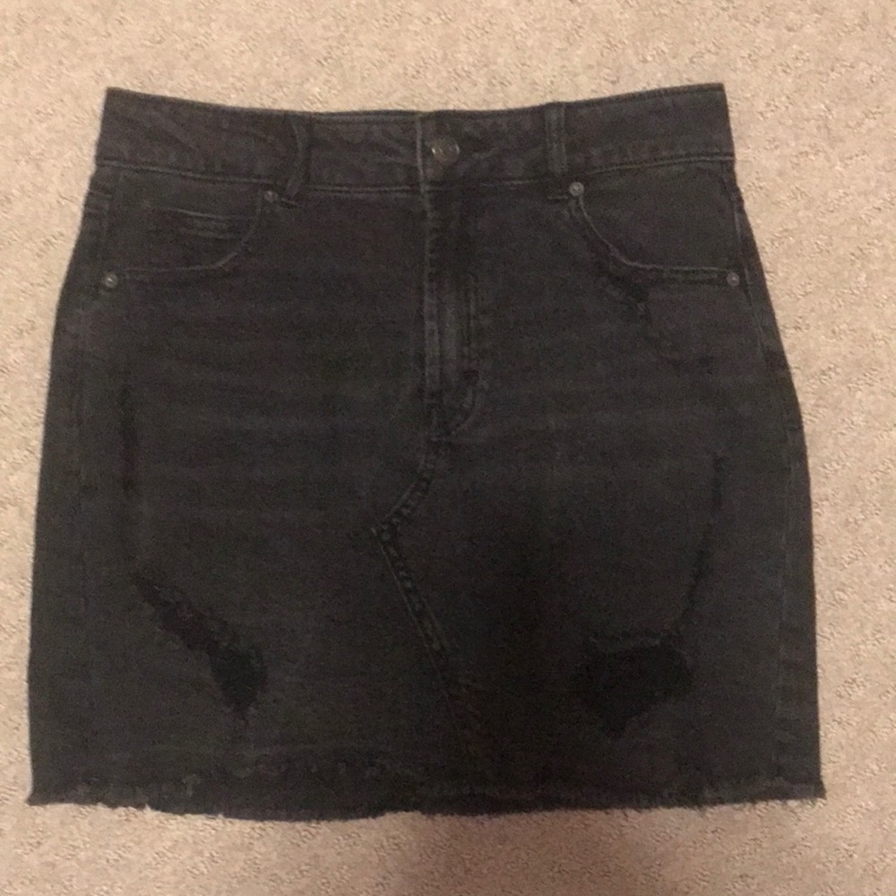 black ripped jean skirt